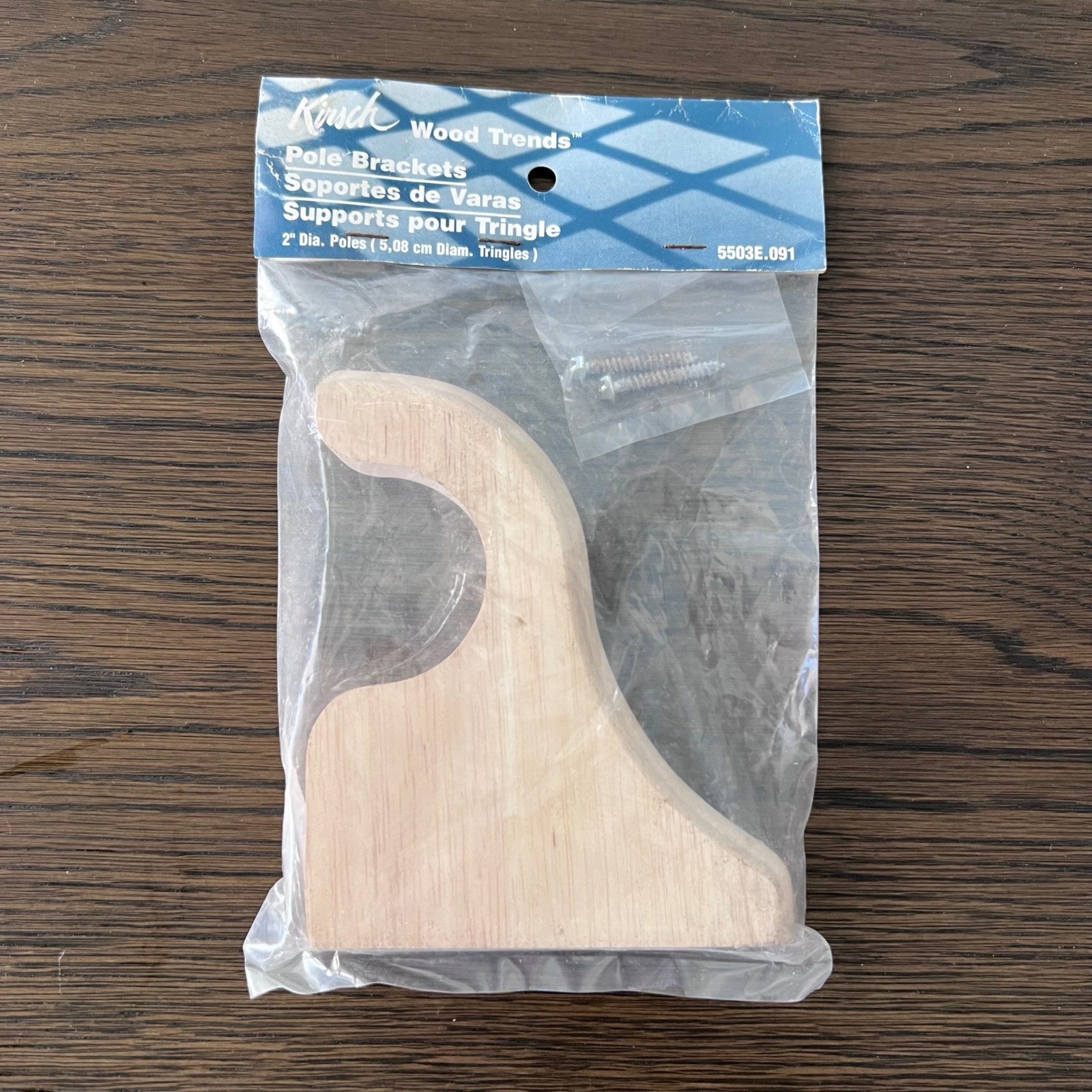 KIRSCH Unfinished Wood Trends Pole Bracket Support For 2 Inch Diameter Poles NEW