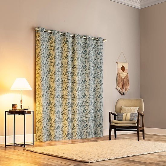 Sun Zero Milford Blackout Curtain Panel 40×108 Light Blue Leaf Grommet Top
