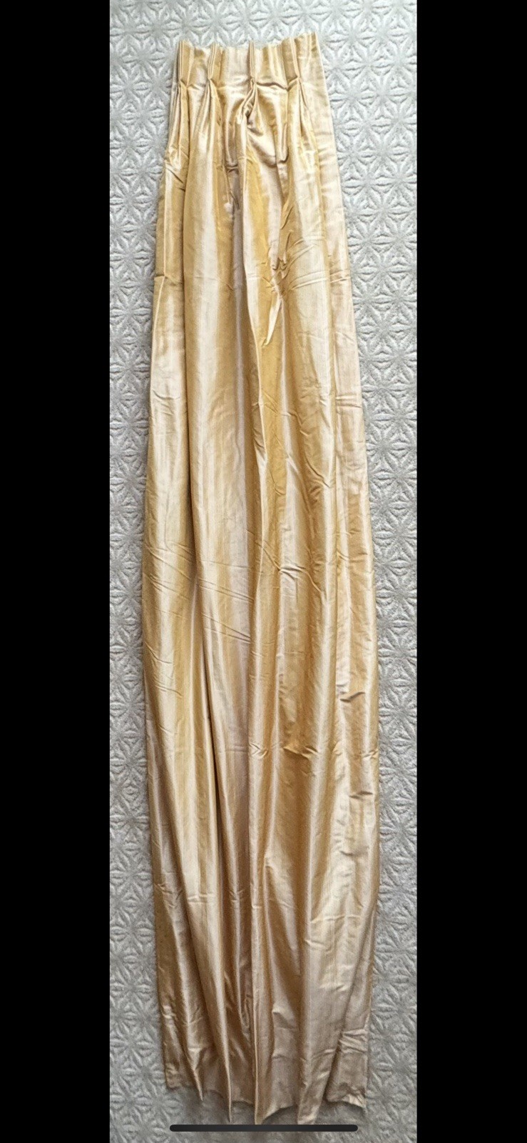 Custom Drape Silk Taffeta Side Panel 34” X 100” Marigold-Gold Pinch Pleated