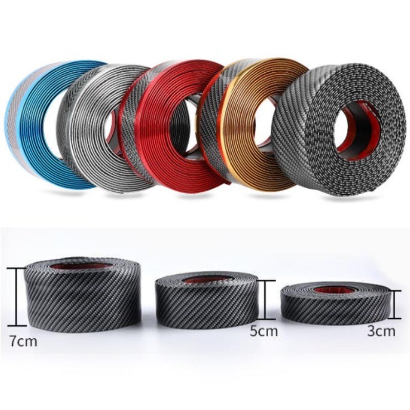 1m DIY Car Sticker Carbon Fiber Rubber Door Sill Protector Anti Scratch Strip