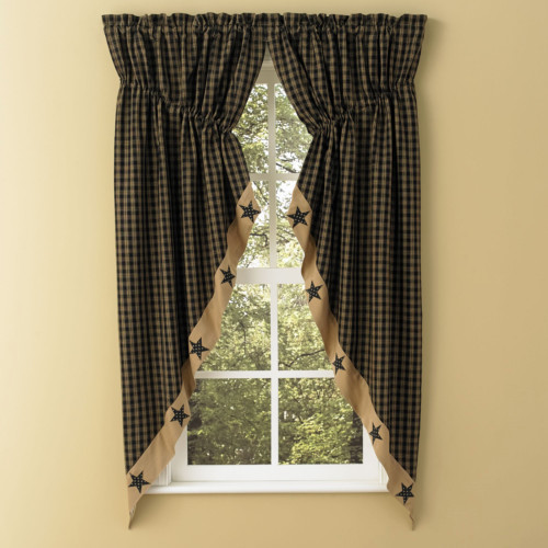 Park Designs Sturbridge Star Patch Black Gathered Swag 316-462xr