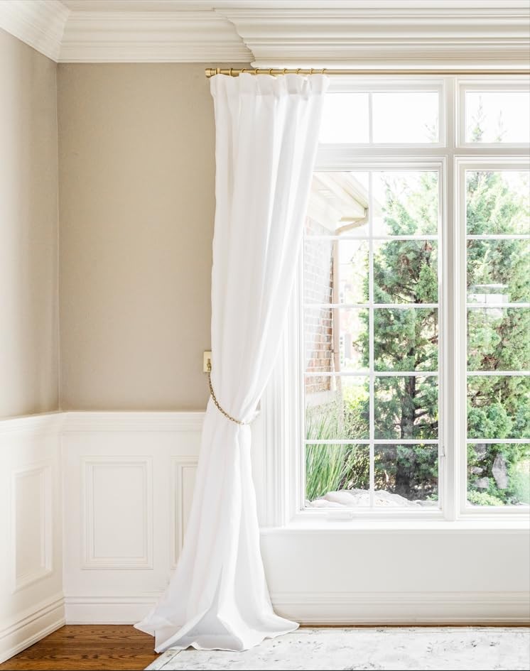BlastHome® Non-Adjustable Luxury Curtain Rods for 8 foot, Brushed Gold