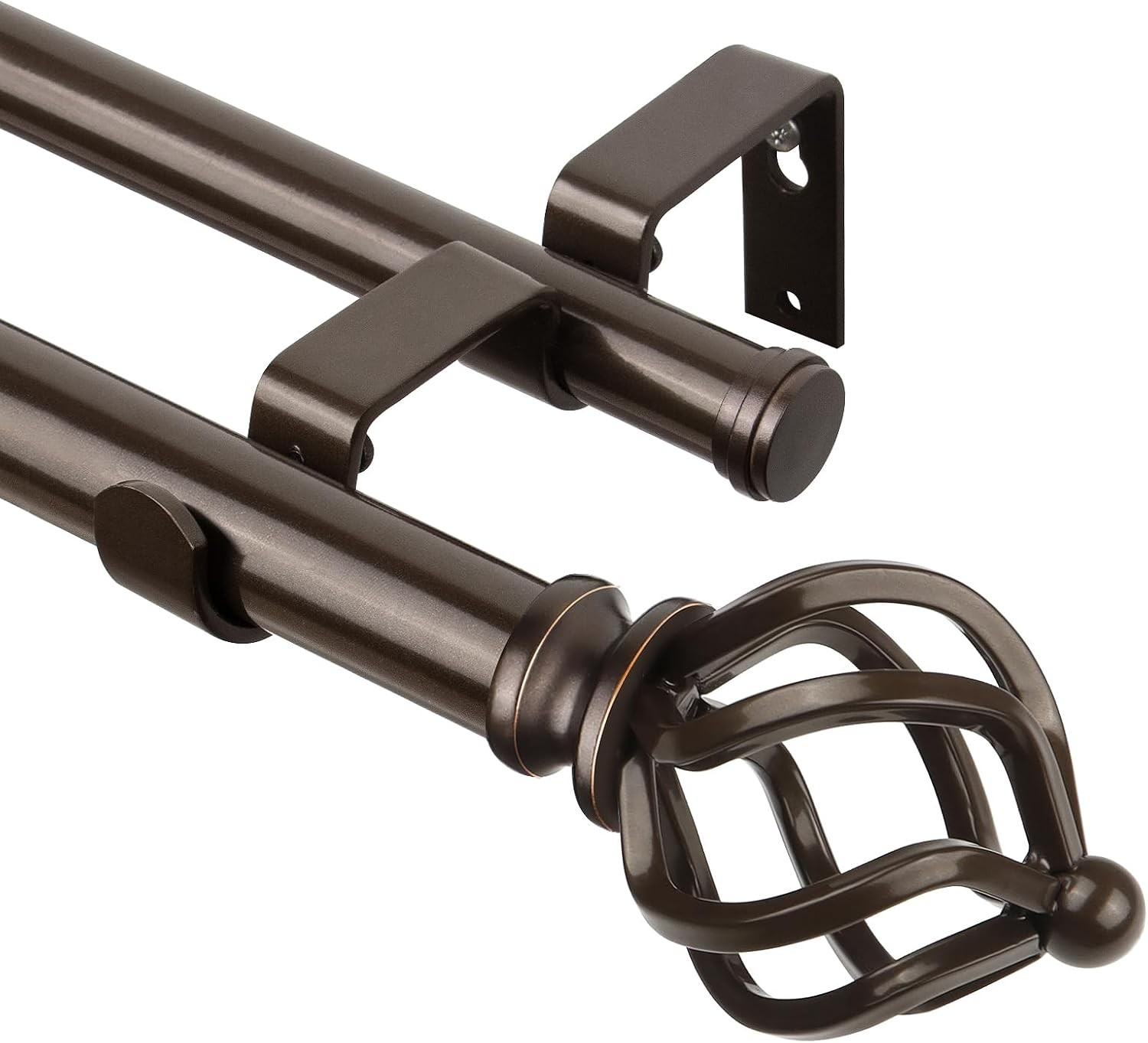 New KAMANINA Double Curtain Rod 48 to 72 Inches (4-6 Feet) Antique Bronze
