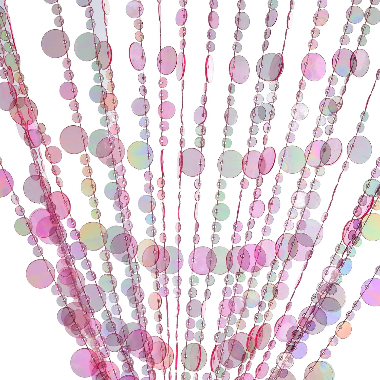 Pink Iridescent Bubble Beaded Curtains for Doorway & Party Decor 3ft x 6ft