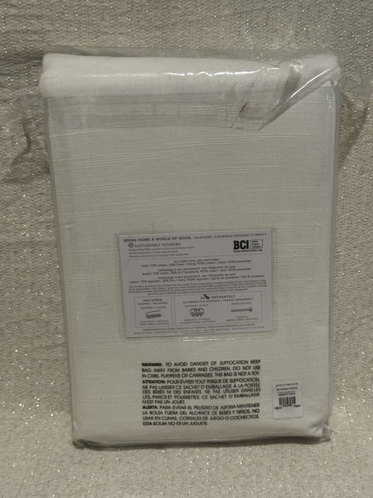 Pottery Barn Kids Evelyn Blackout Panel White 44x63in Cotton Linen Modern