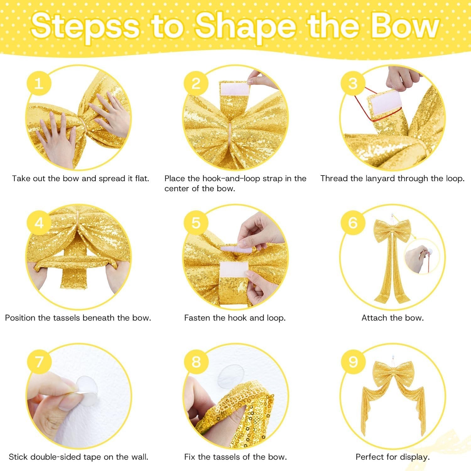Giant Bow for Backdrop Gold Sequin Bow Decor 75 x 23 Inch Large Sparkly Bow B…