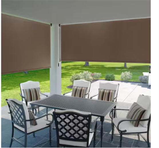 Walnut Exterior Roller Shade Cordless UV Blocking Fade Resistant Choose Size