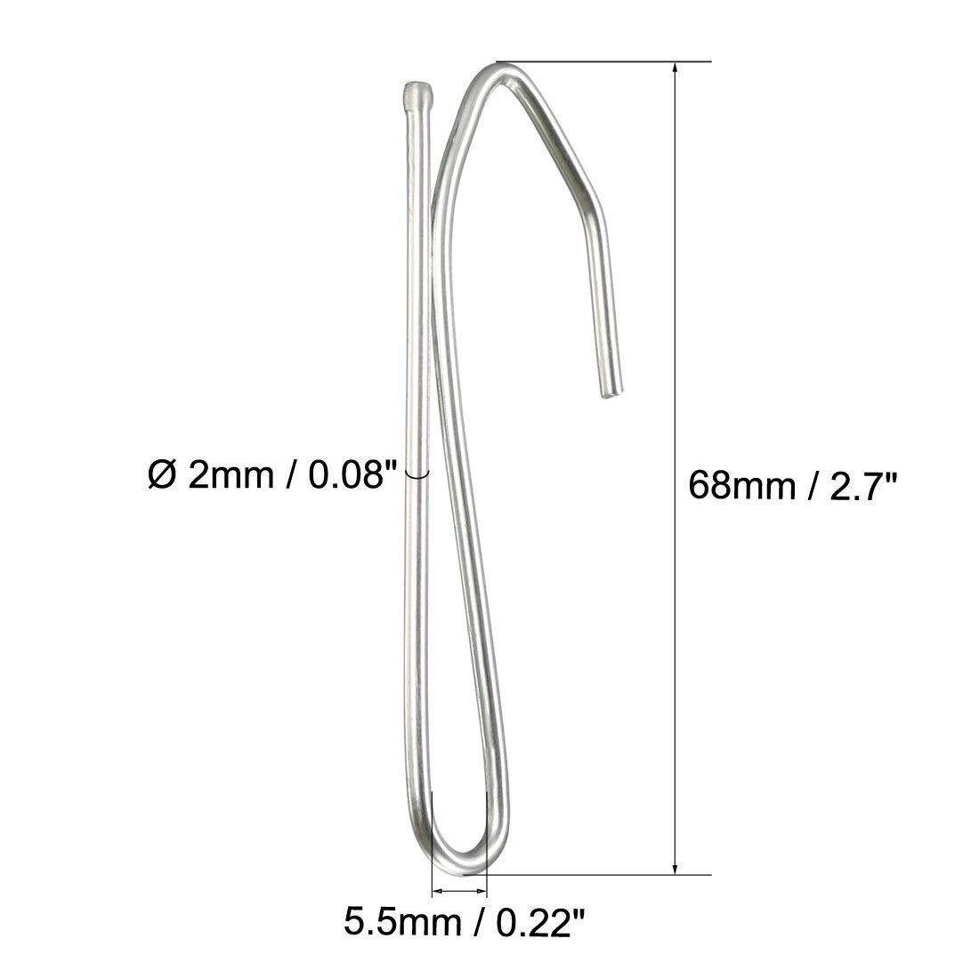 Curtain Hooks Pin-On Drapery Hook Zinc Plating Long Shanks 2.7″ 30 Pcs