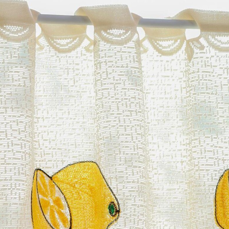Lemon Embroidery Short Curtain Kitchen Living Room Cabinet Dust Curtain