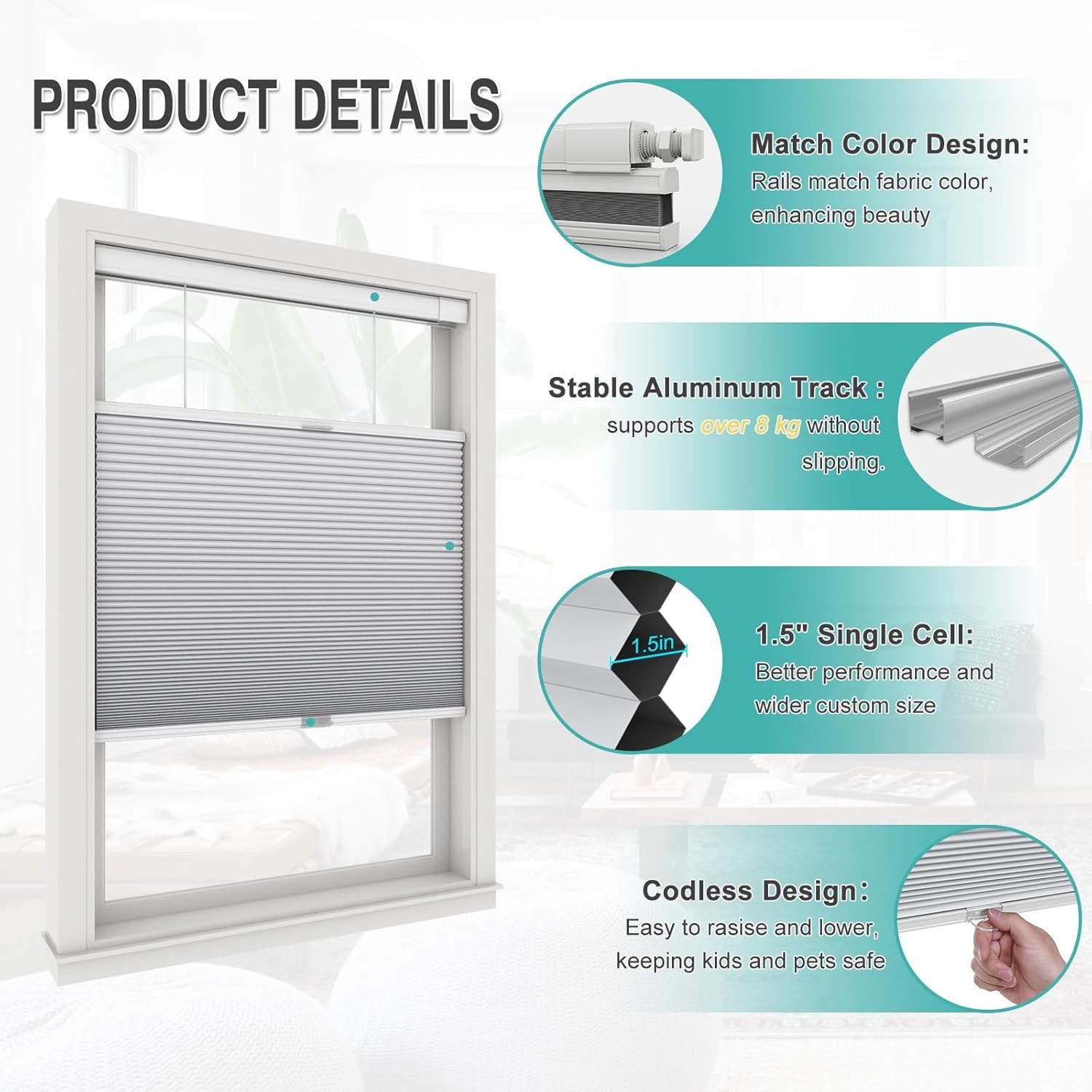 Changshade Blackout No Tools No Drill Honeycomb Day Night Cellular Shades