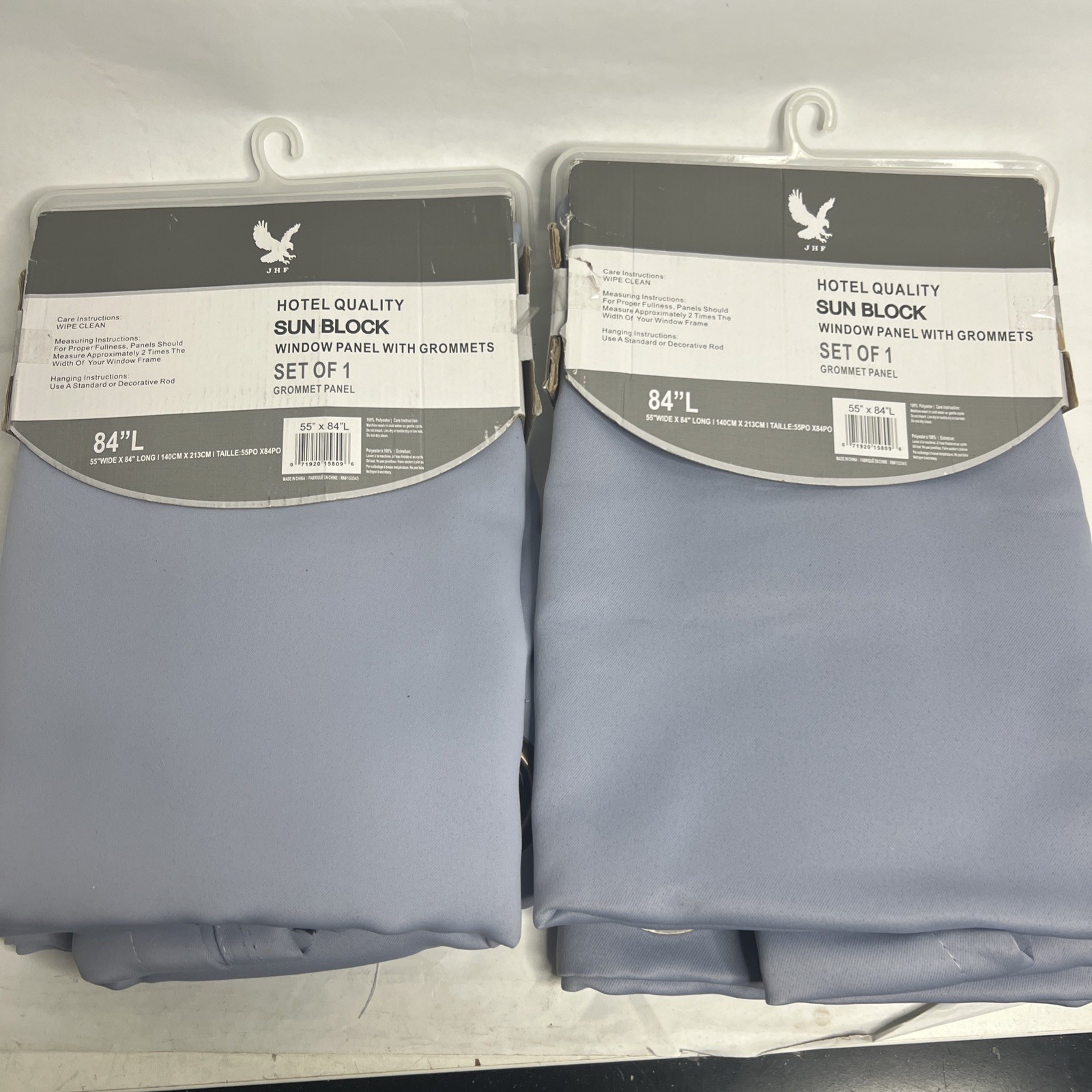 JHF Sunblock Window Panel With grommets 55”X84”L grey 2 pack New