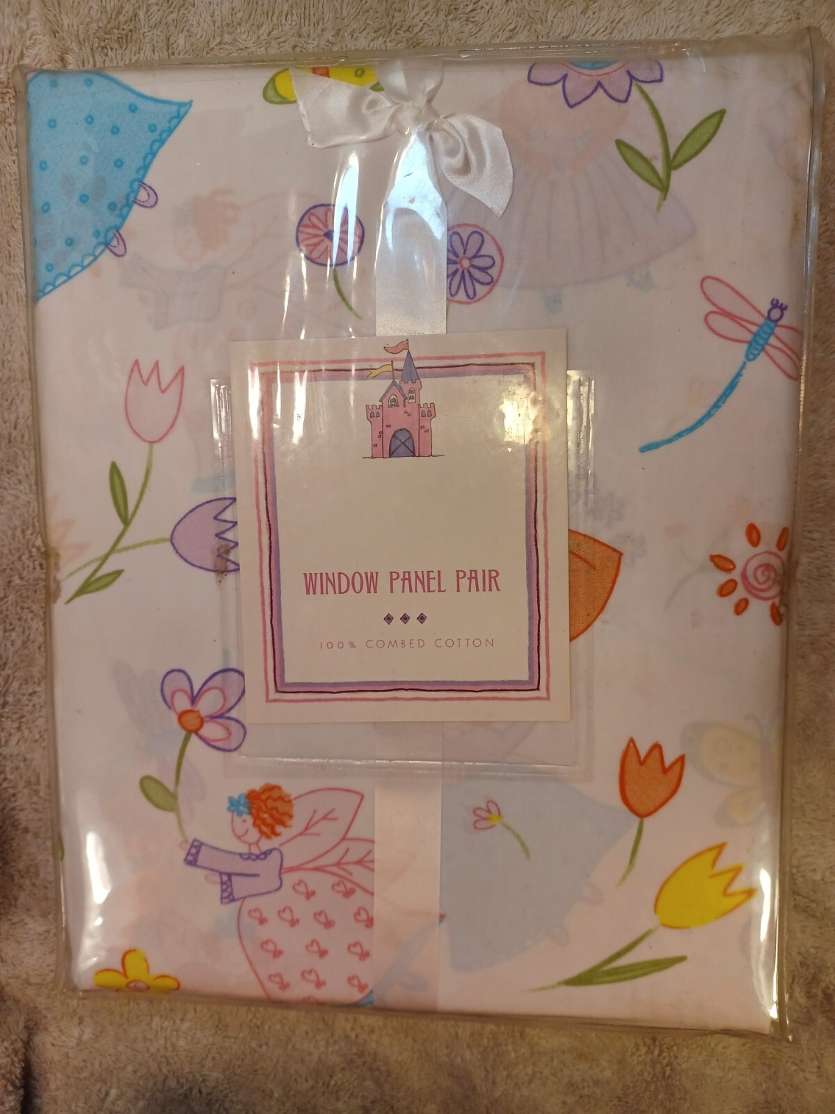 “Princesses” Castle Window Curtain Panel Pair 100% Combed Cotton