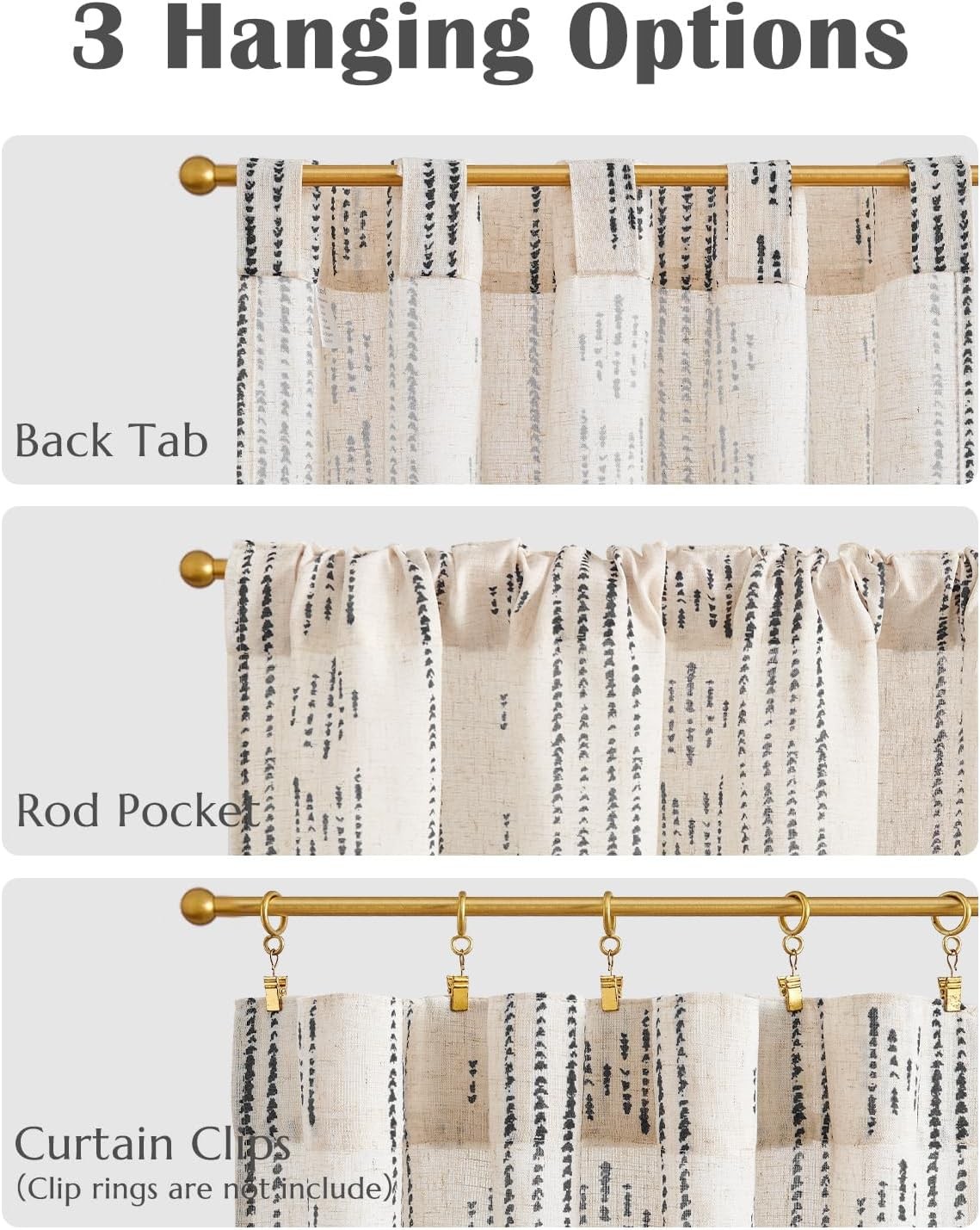 Boho Kitchen Curtains Linen Cafe Tier Curtains 36 Inch Bohemian Geometric