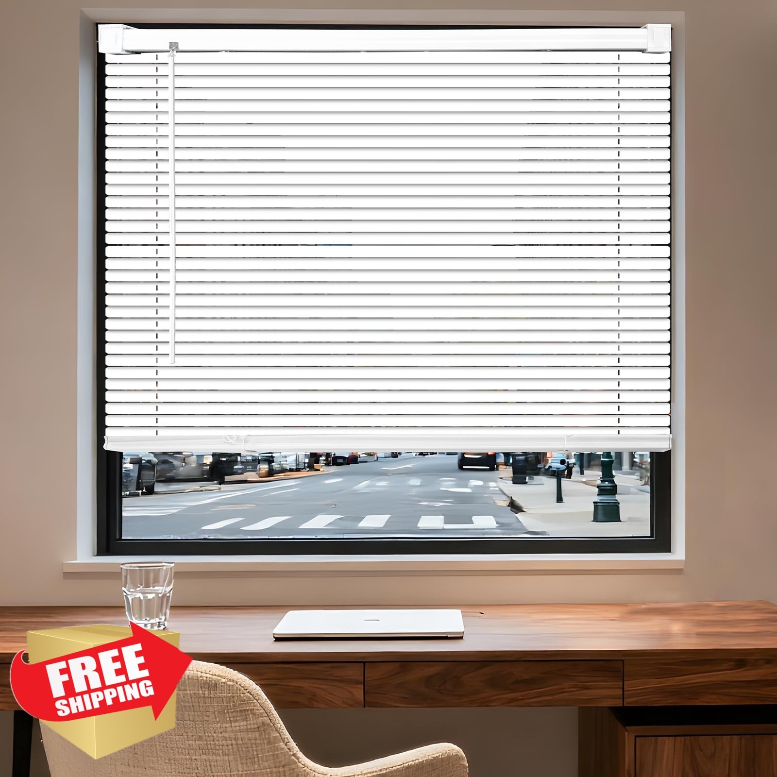 BlindlyHome 22″W x 36″H White Vinyl Mini Blinds