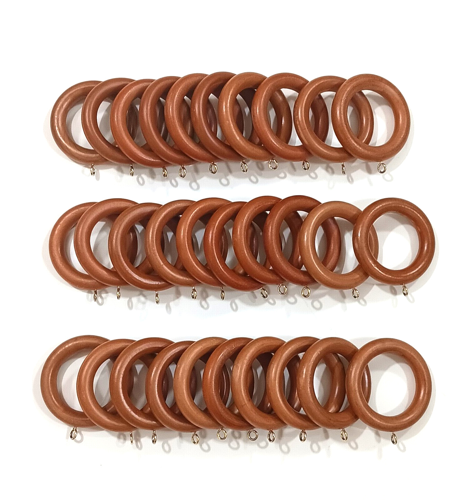 30 Wood Curtain Rod Rings Medium Oak 1 3/4″ Inner Dia Drapery Hardware 2.75″