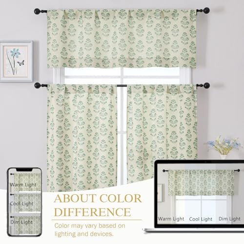 36 Inch Short Kitchen Window Curtains – 30″W x 36″L (Pack of 2) Sage Green