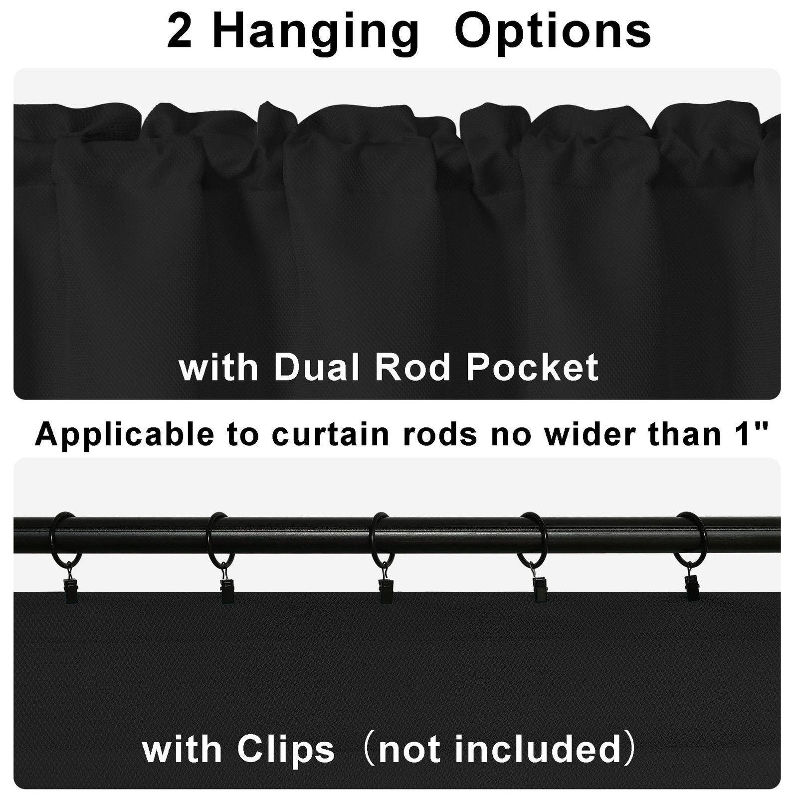 Rectangle Textured Window Valance for Kitchen Basement Rod Pocket Antiwrinkle…