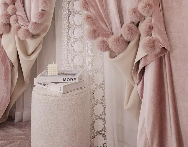 New French Luxury Velvet Curtains Room Princess High-end Villa Style Textured