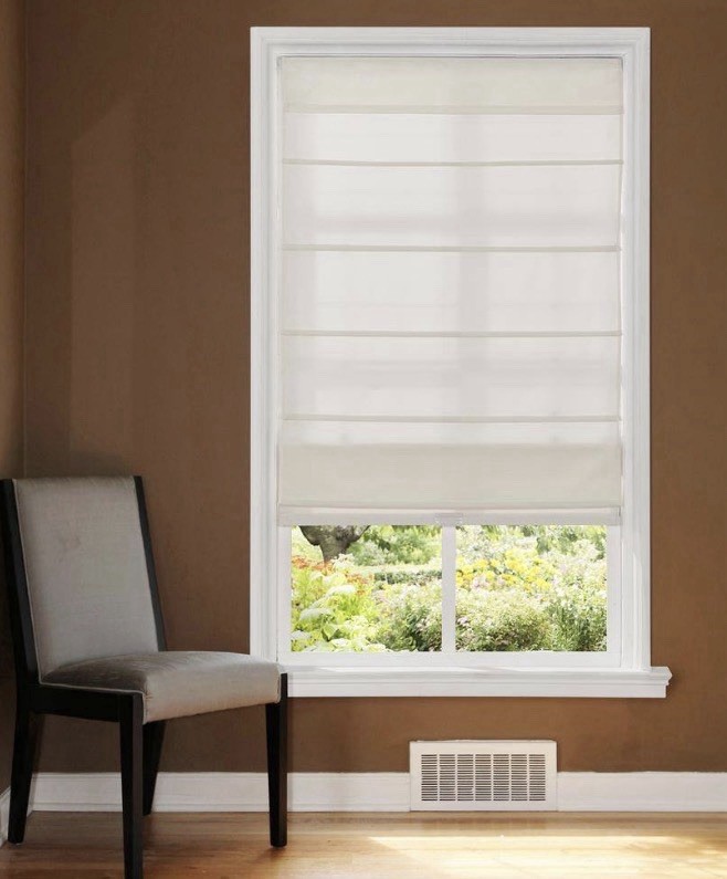 Cordless Light Filtering Fabric Roman Shade 31X64 Ivory