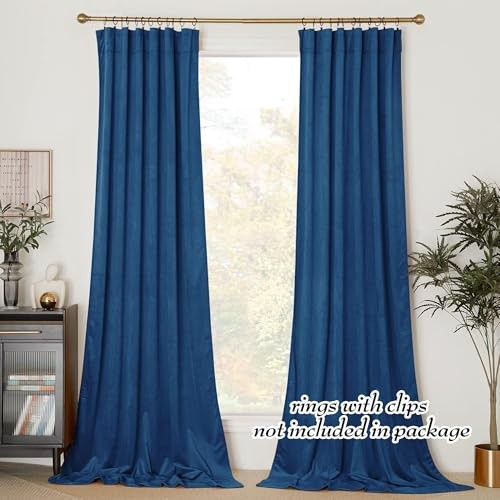 Royal Blue 96 inch Velvet Curtains 52″W x 96″L (Pack of 2) Blue Series – Blue