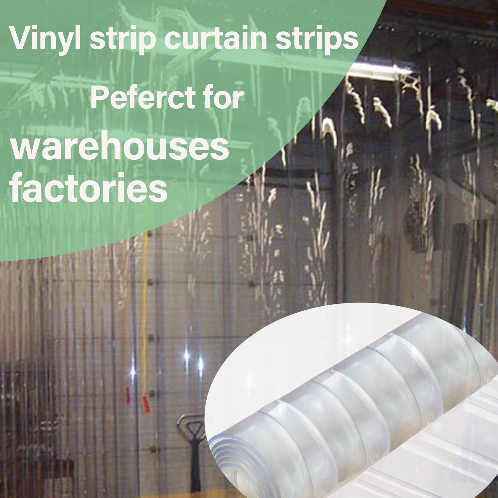 Plastic Vinyl Strip Curtain 7.5ft x 7.6in Clear Waterproof Ribbed PVC 0.07 Thk