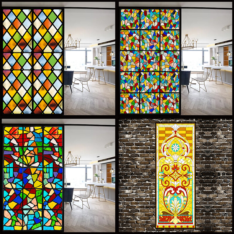 Self Adhesive Frosted Stained Glass Window Door 3D Sticker Film Decor