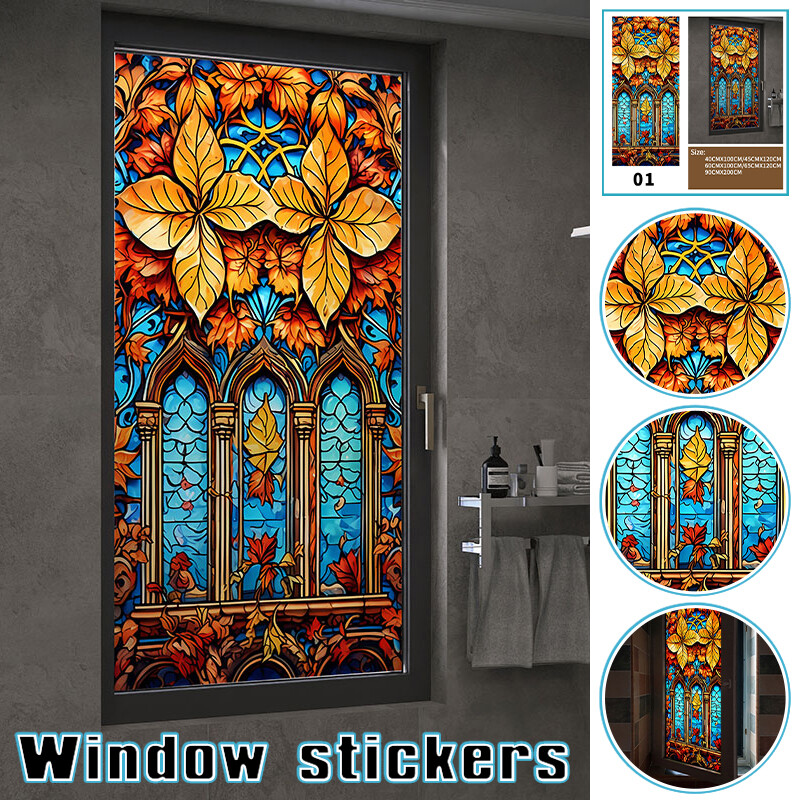 40*100/45*120cm Colorful Stained Glass Film Modern Art European Decor Privacy