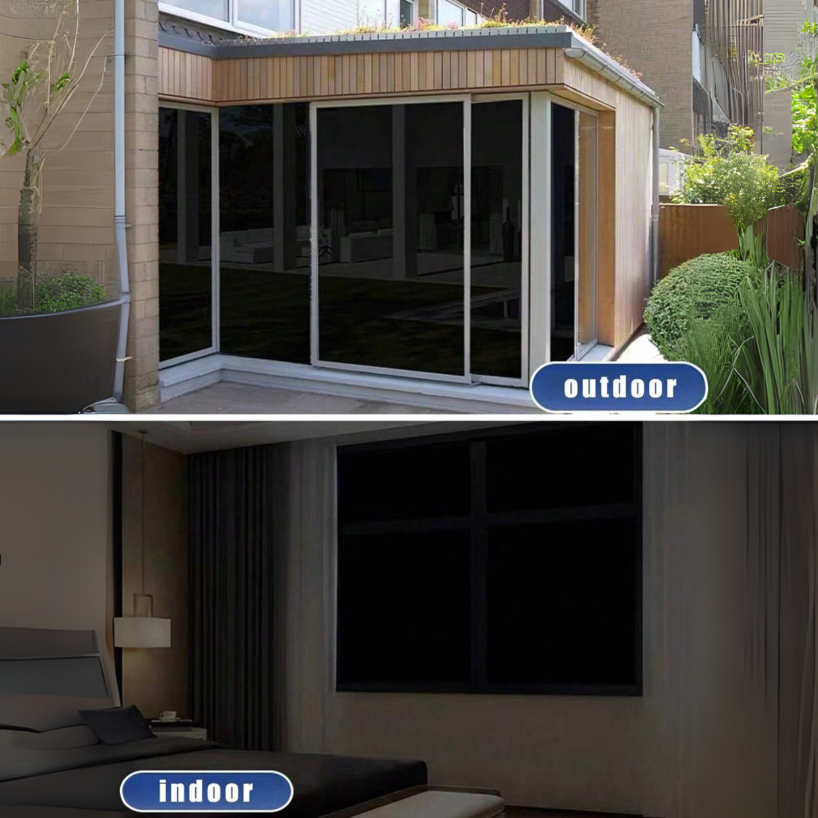 100% Blackout Window Film UV Sun Heat Blocking Protection Privacy Cover Glass