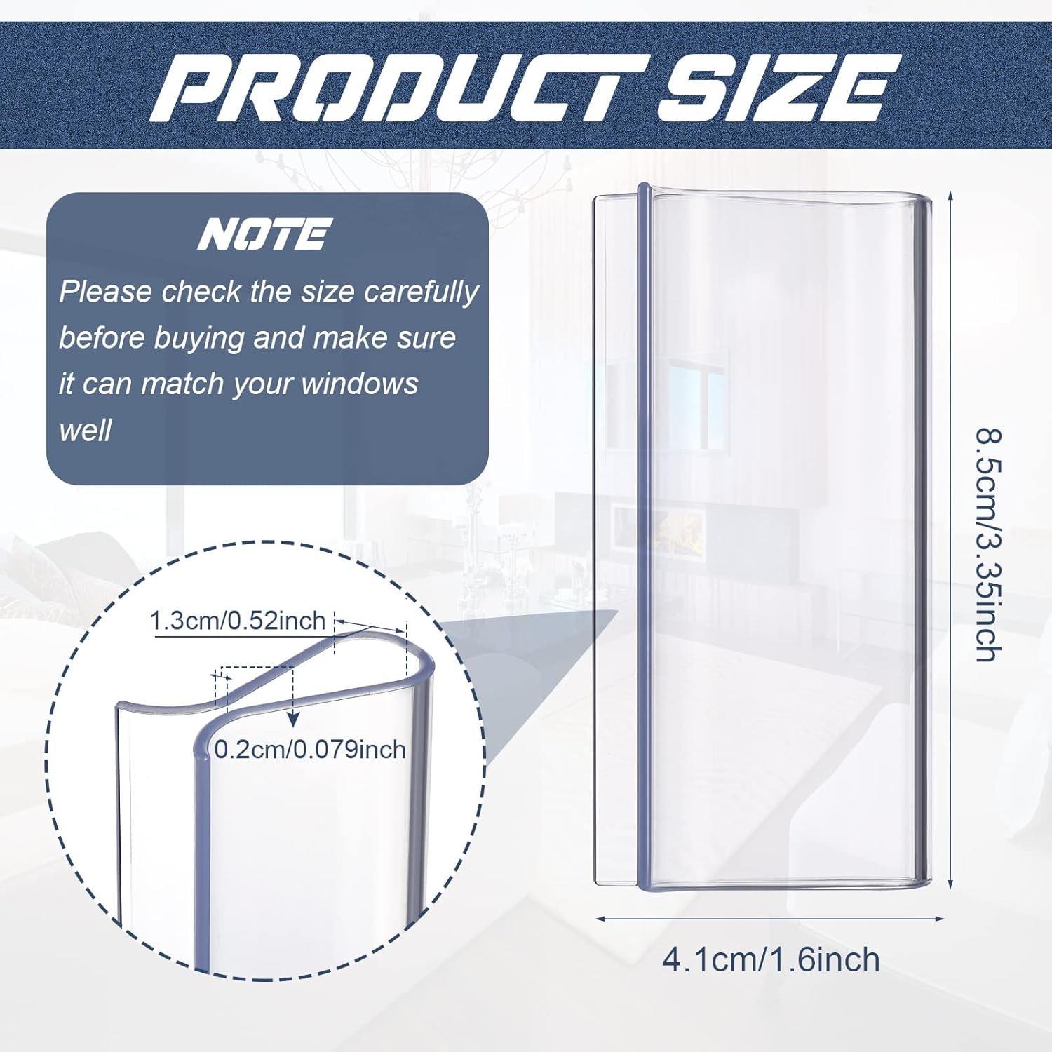 4 Pieces Window Shade for Roller Pull Down Shades 3.35*1.6 inch, Clear