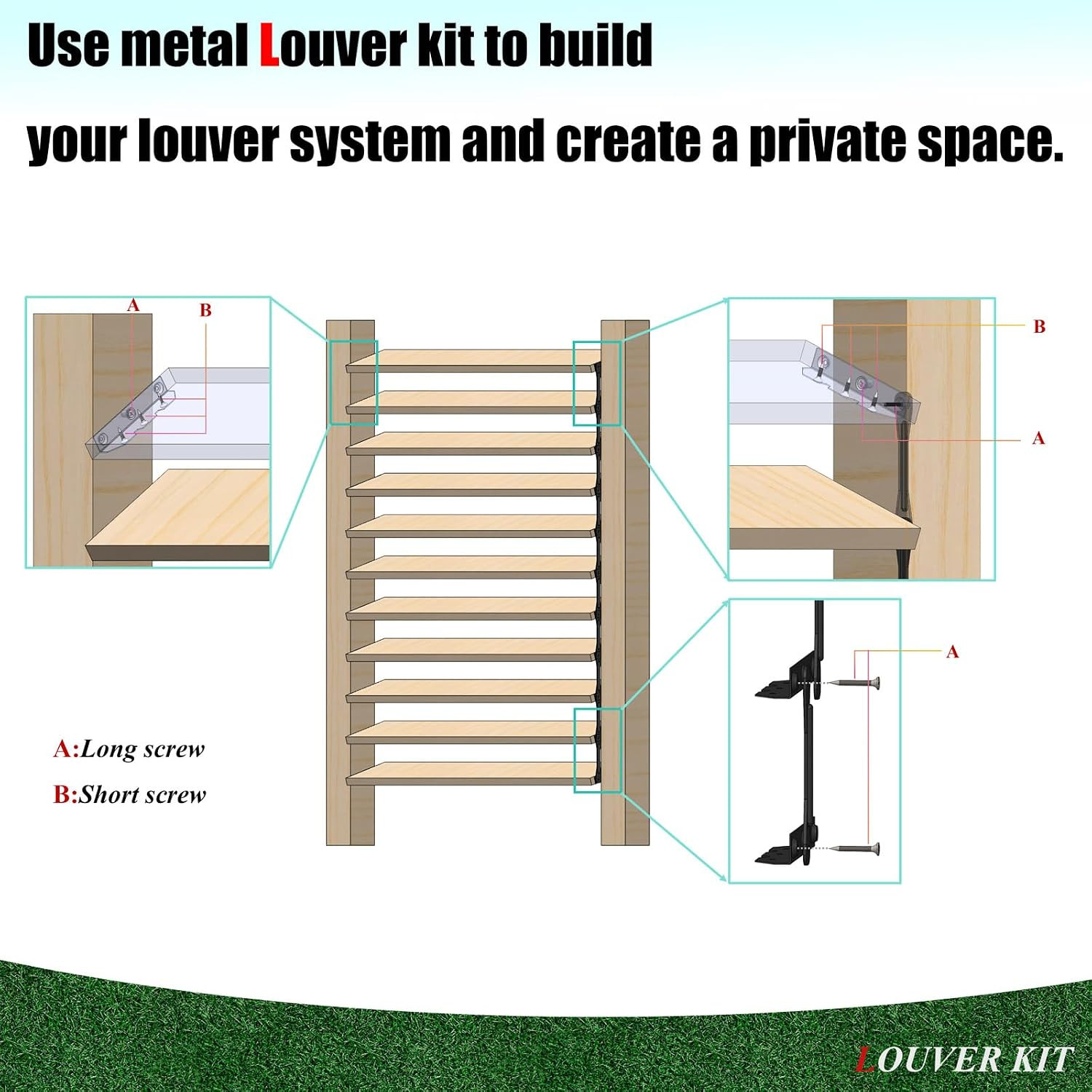 Deck Sunblind System Brackets, Louver Hardware System for Blinds and Shutters, H