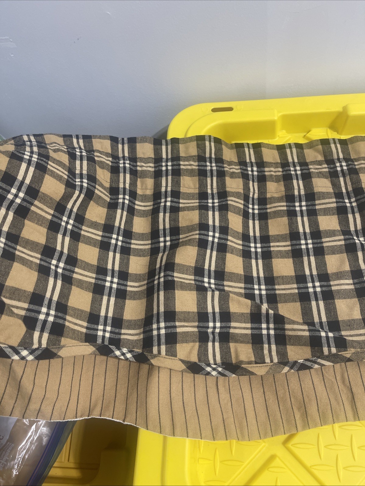 Park Design Lined Valance 70 -16 Brown & Black Check Pre-owned