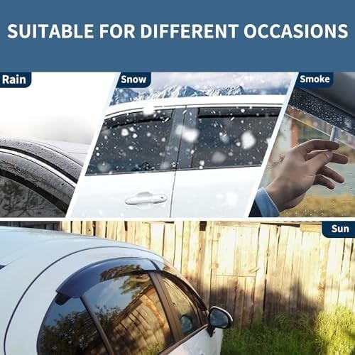 4PCS Window Rain Guards Shield Fit for 2001-2003 Ford F150 SuperCrew Cab, Out