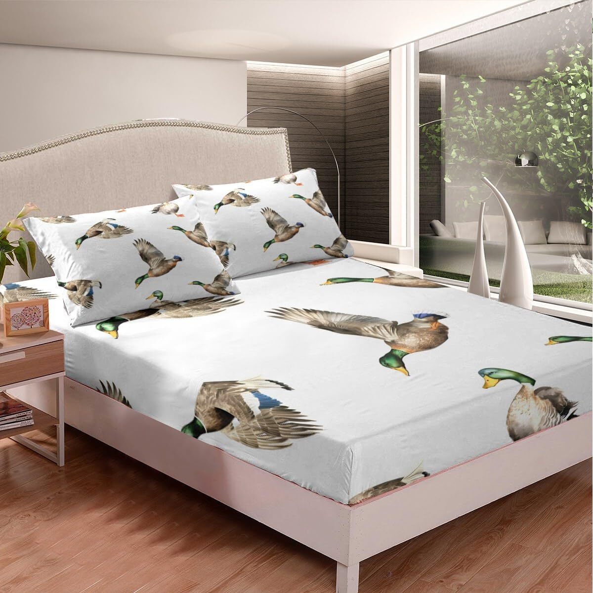 Mallard Duck Bed Sheets Set Hunting and Fishing Sheet Twin, Multi 23f412