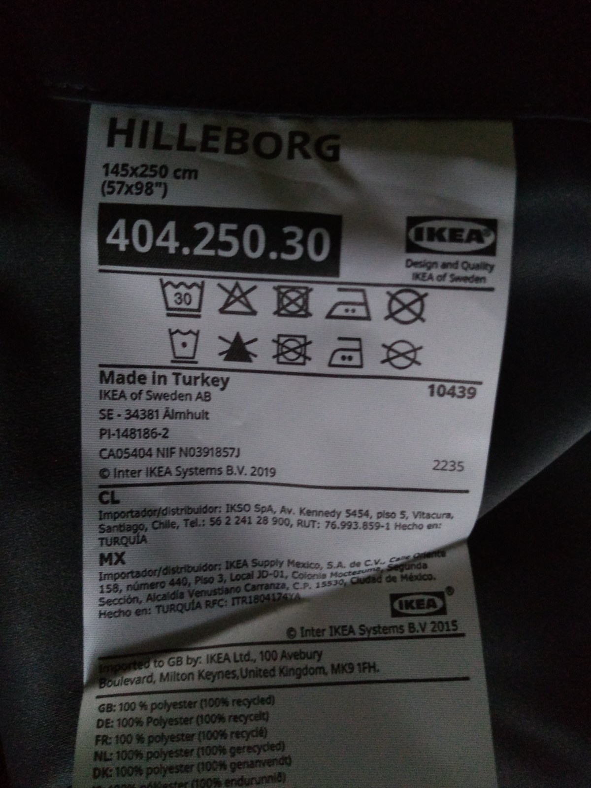 ⭐HILLEBORG, BLACKOUT CURTAINS, 2 PANELS, DARK GRAY, 57″x98″, NEW, OPEN BOX ⭐️