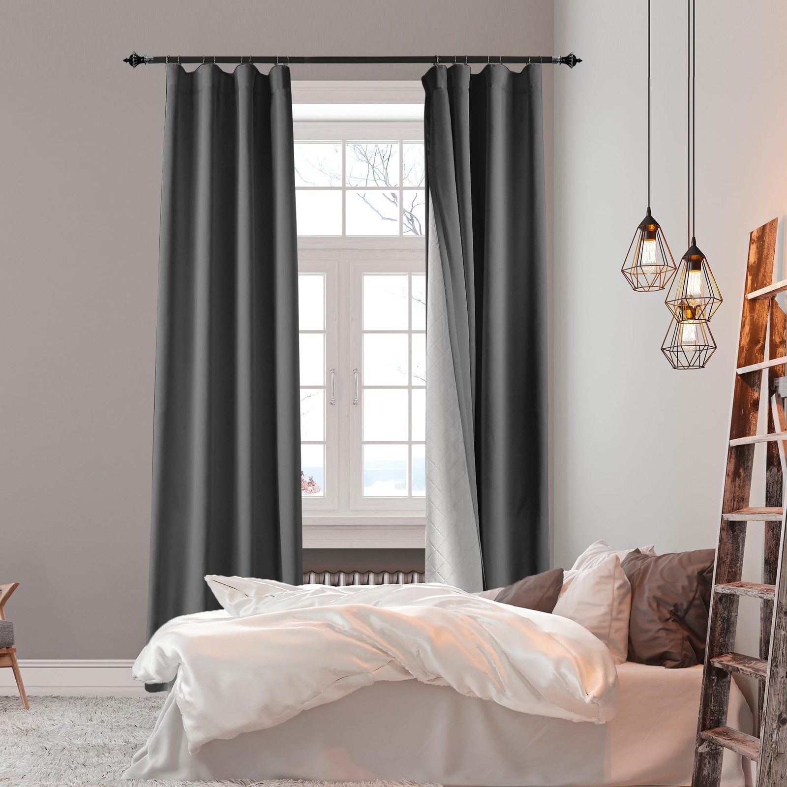 HZgekai Soundproof 100% Blackout Curtains 80 inches, 3 Layers Thermal Insulated