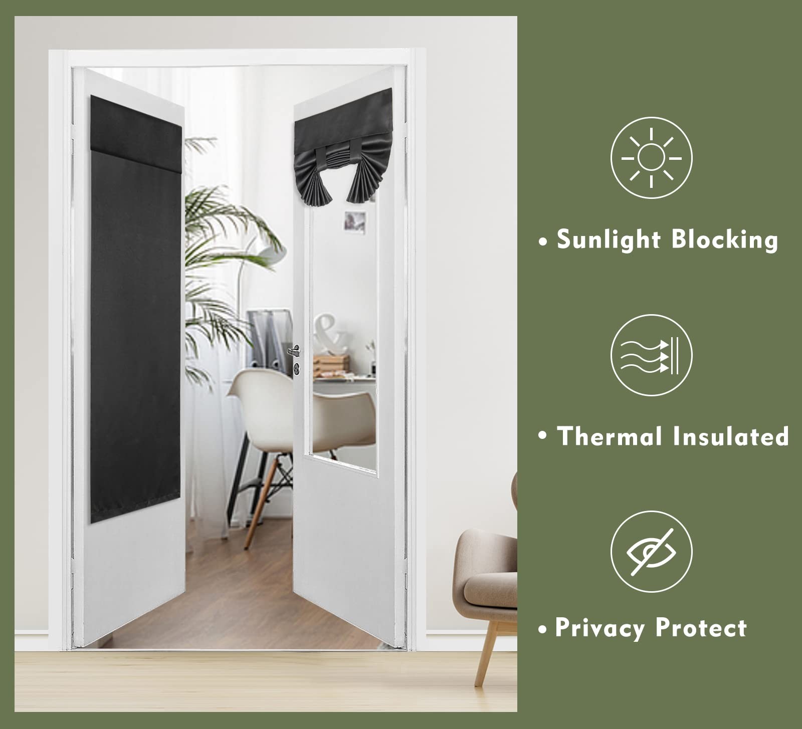 Blackout Classroom Window Curtain, Privacy Tie up Shade Thermal Insulated Small