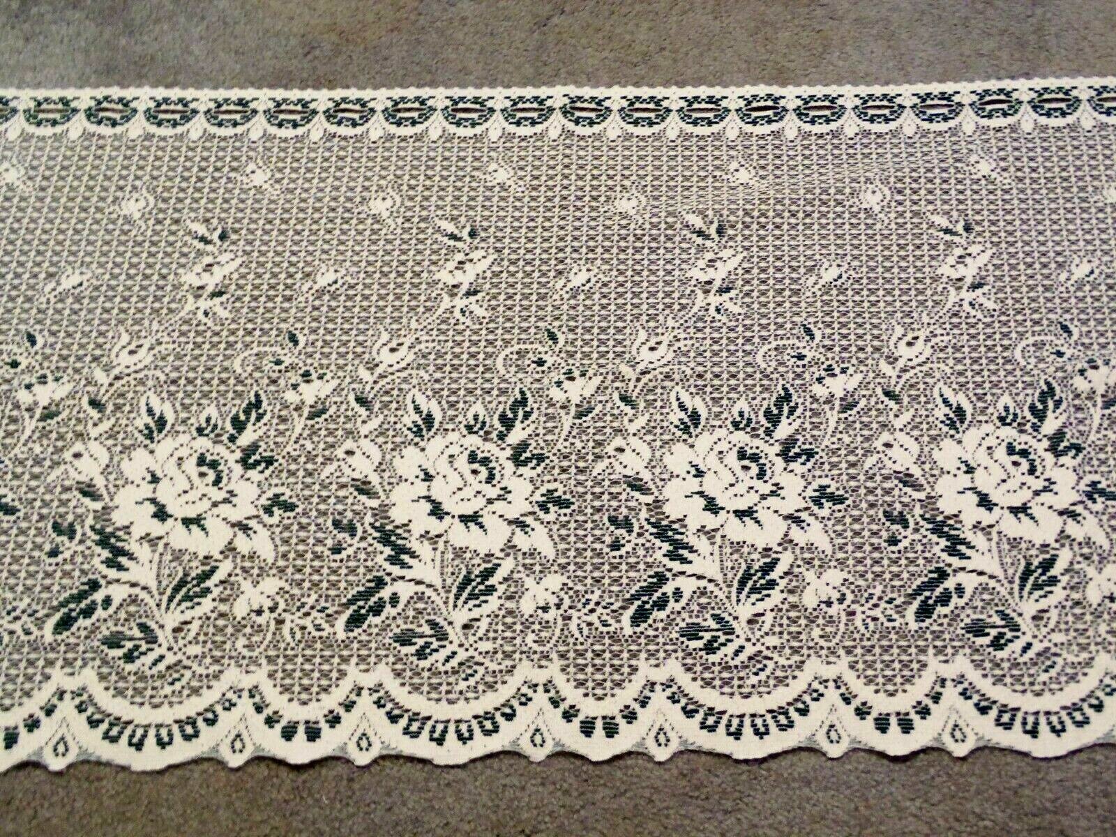 Window Tier Lace Green and White Rose design 60’W x 35’L