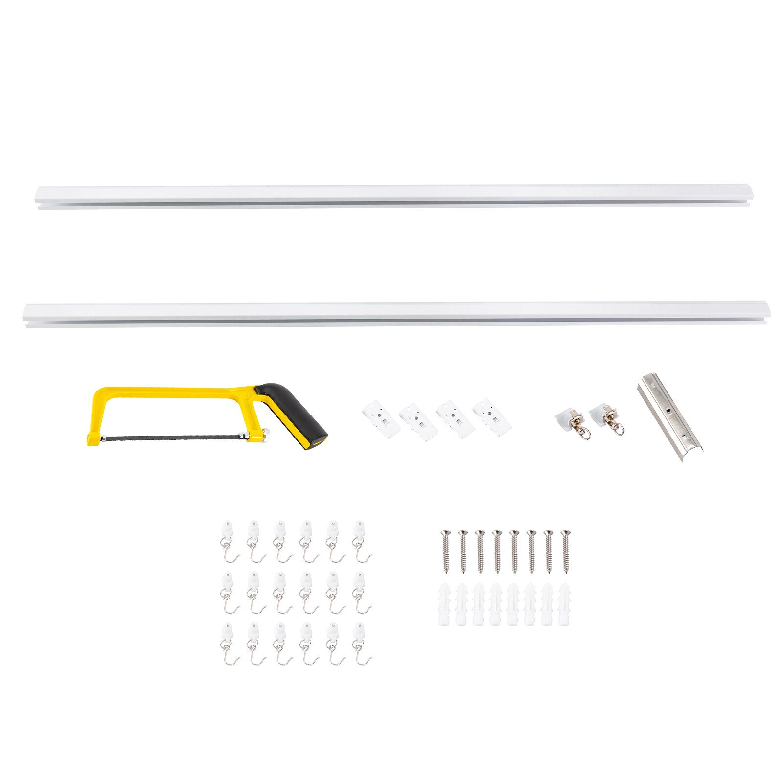 Ceiling Mounted Curtain Track Kit w/ Hooks 3ft-6ft Curtain Track for Space,White