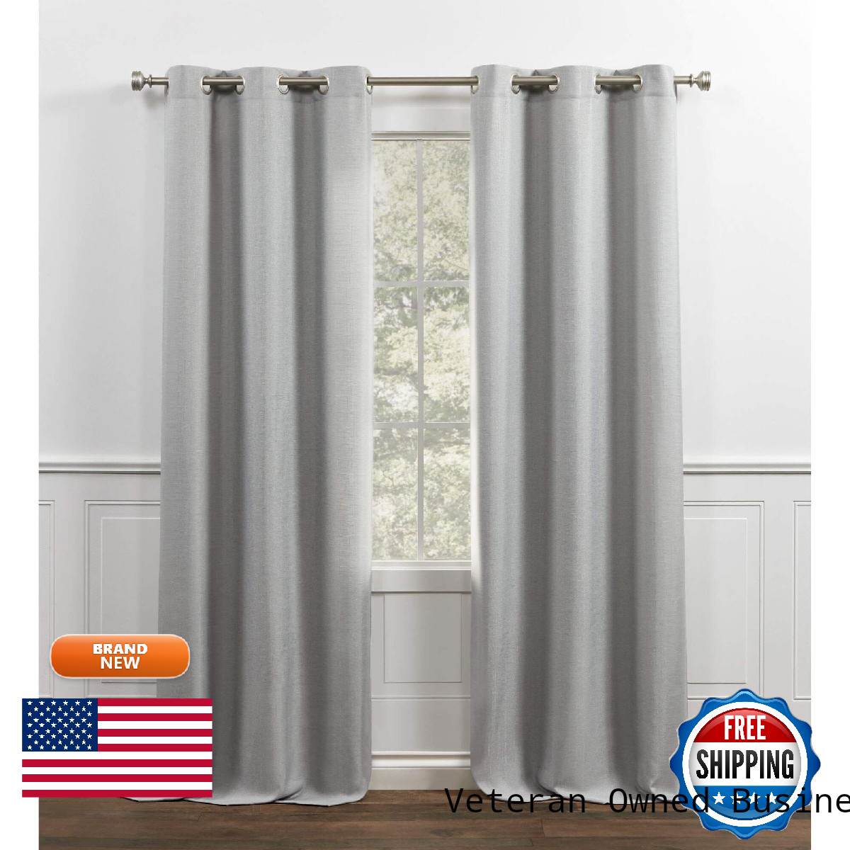 Chaps Home Lise Solid Textured Linen Look Grommet Top Curtain Panels 38X84