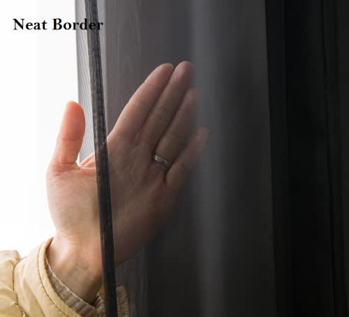 Sheer Valance Tier Curtains 18 inch Length, 52″W x 18″L (Pack of 2) Black