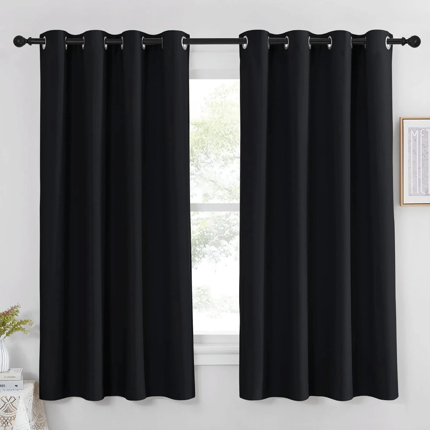 Black Out Curtains 63 Inch Long – Grommet Thermal Insulated Modern Room Darkenin