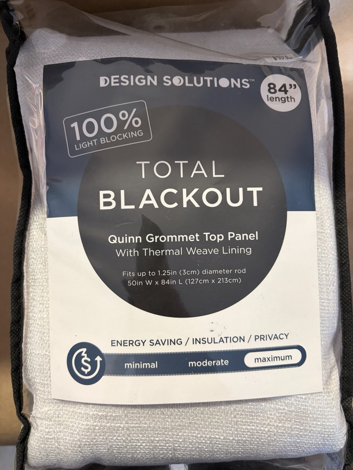Design Solutions Quinn Total Blackout Thermal Lined Grommet Panel White 50×84