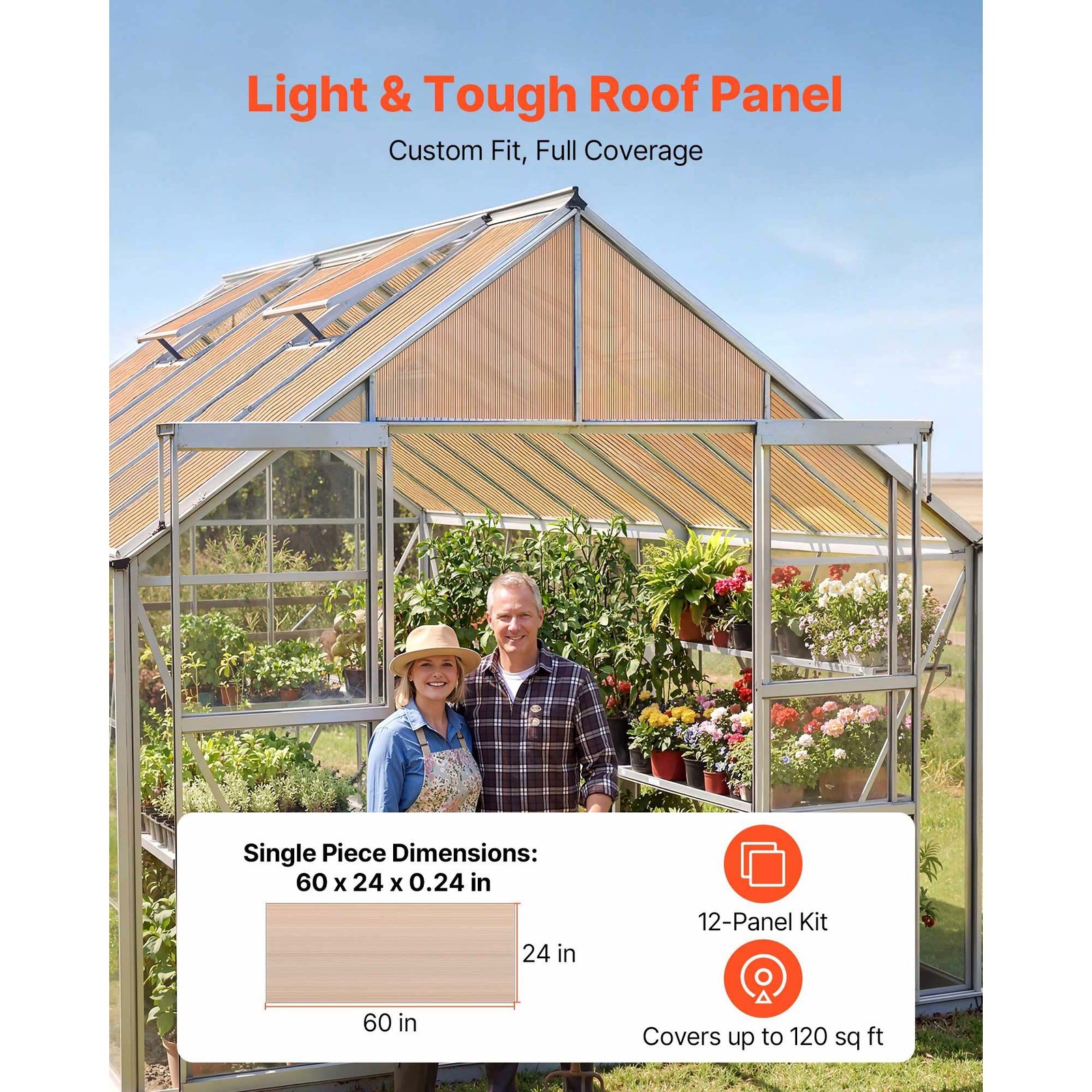 12-Pc Corrugated Plastic Roof Panels: 5’x2′, -40°F to 248°F, for Chicken Coops
