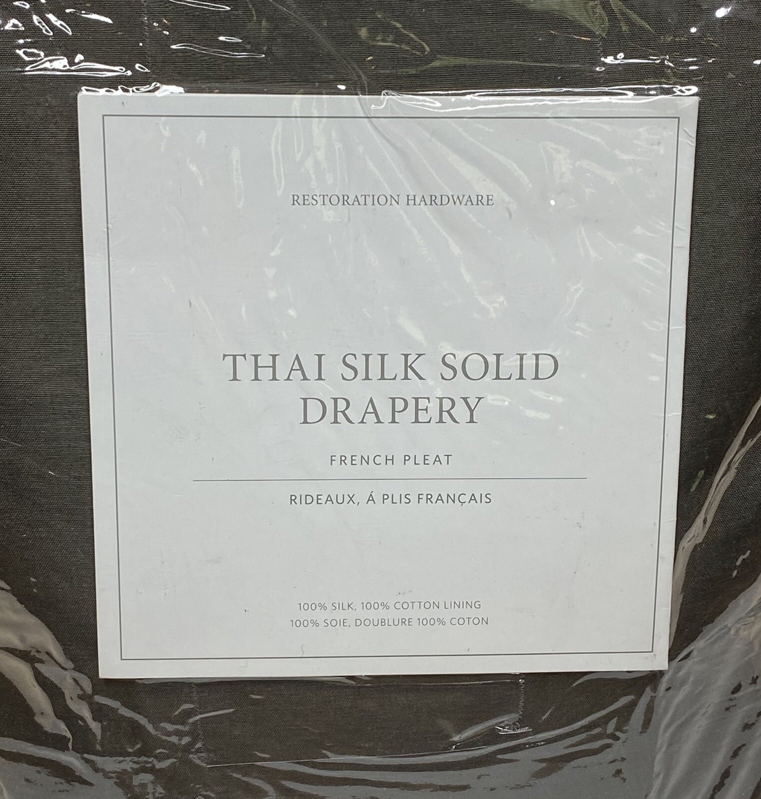 Restoration Hardware Thai Silk Solid Drape French Pleat 46 x 84 Charcoal $775