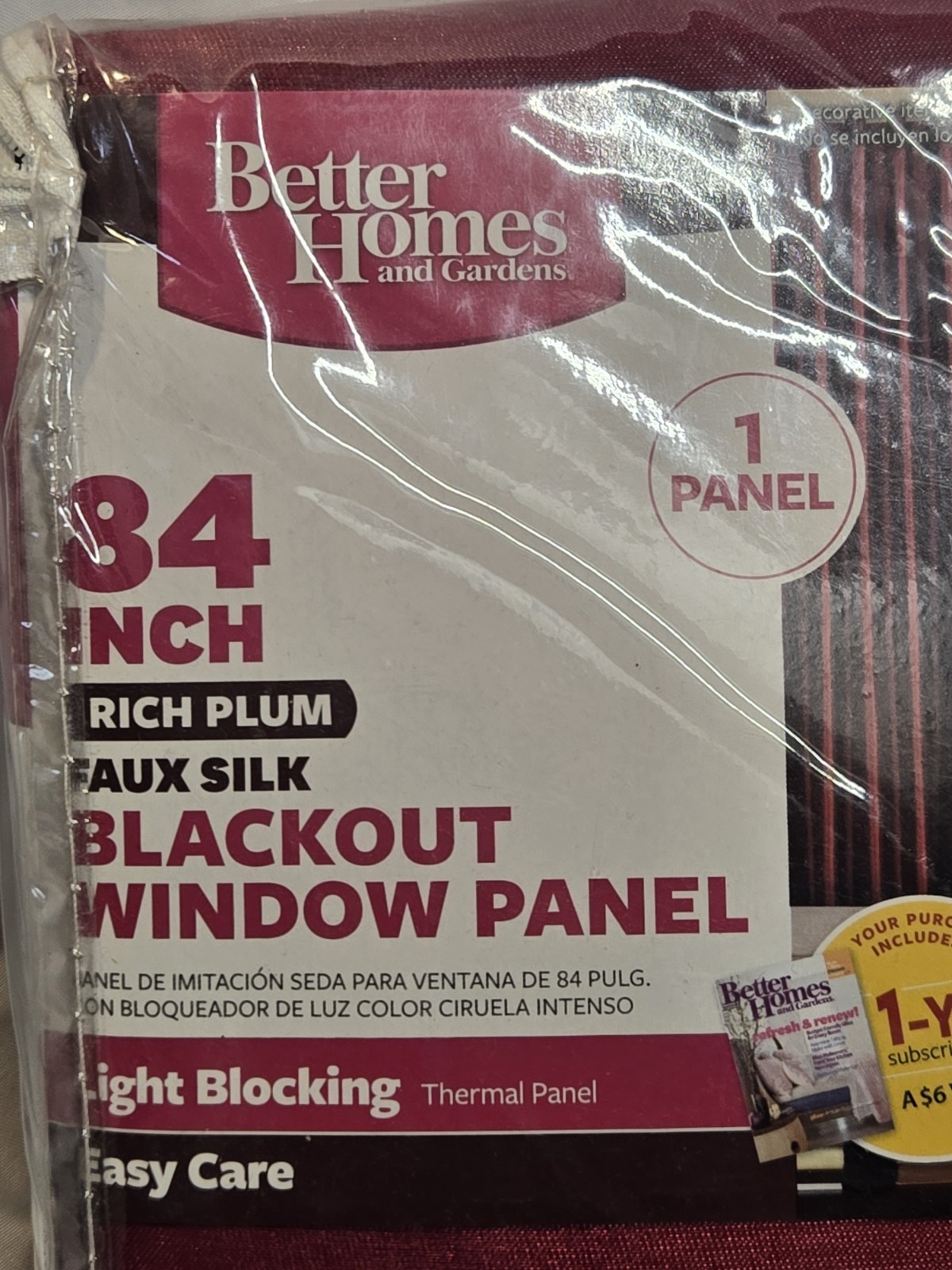 Better Homes & Gardens Rich Plum Blackout Curtain Single Panel 54″x84″ Faux Silk