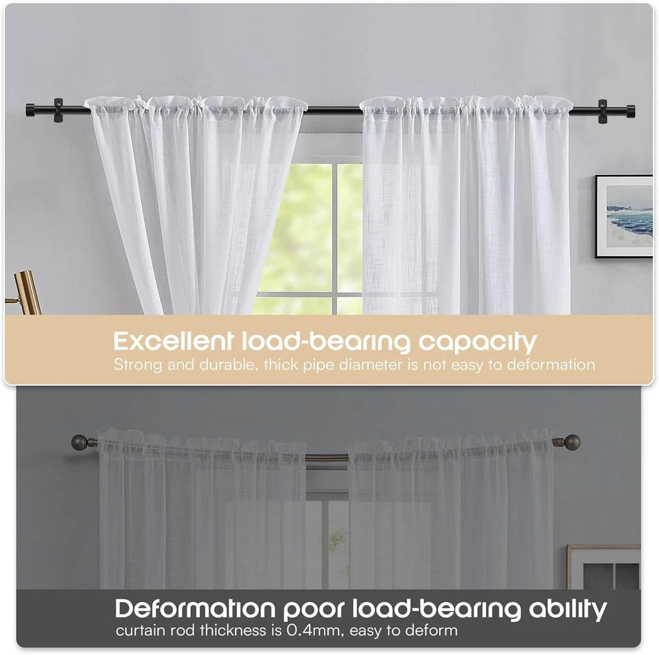 Extra Long Matte Black Curtain Rod 120-168 Inch (10-14 Feet) for Large Windows –