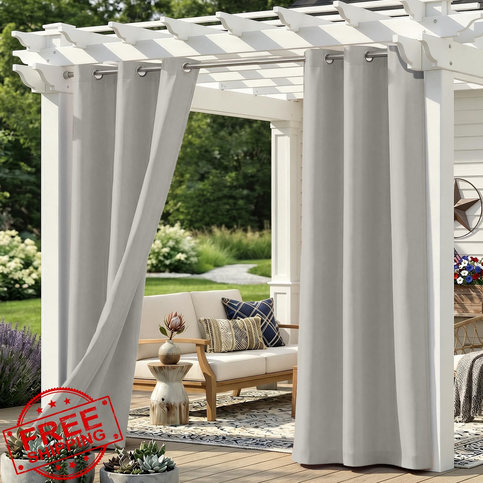 Sunshelf Patio Curtains Silvergrey 37″W x 84″L (6 Pack)