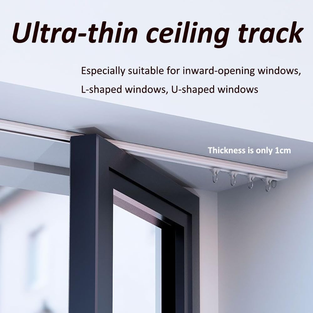 Double Curtain Track Wall Mount, Ceiling Conjoined Drop Curtain Rail, Heavy Duty