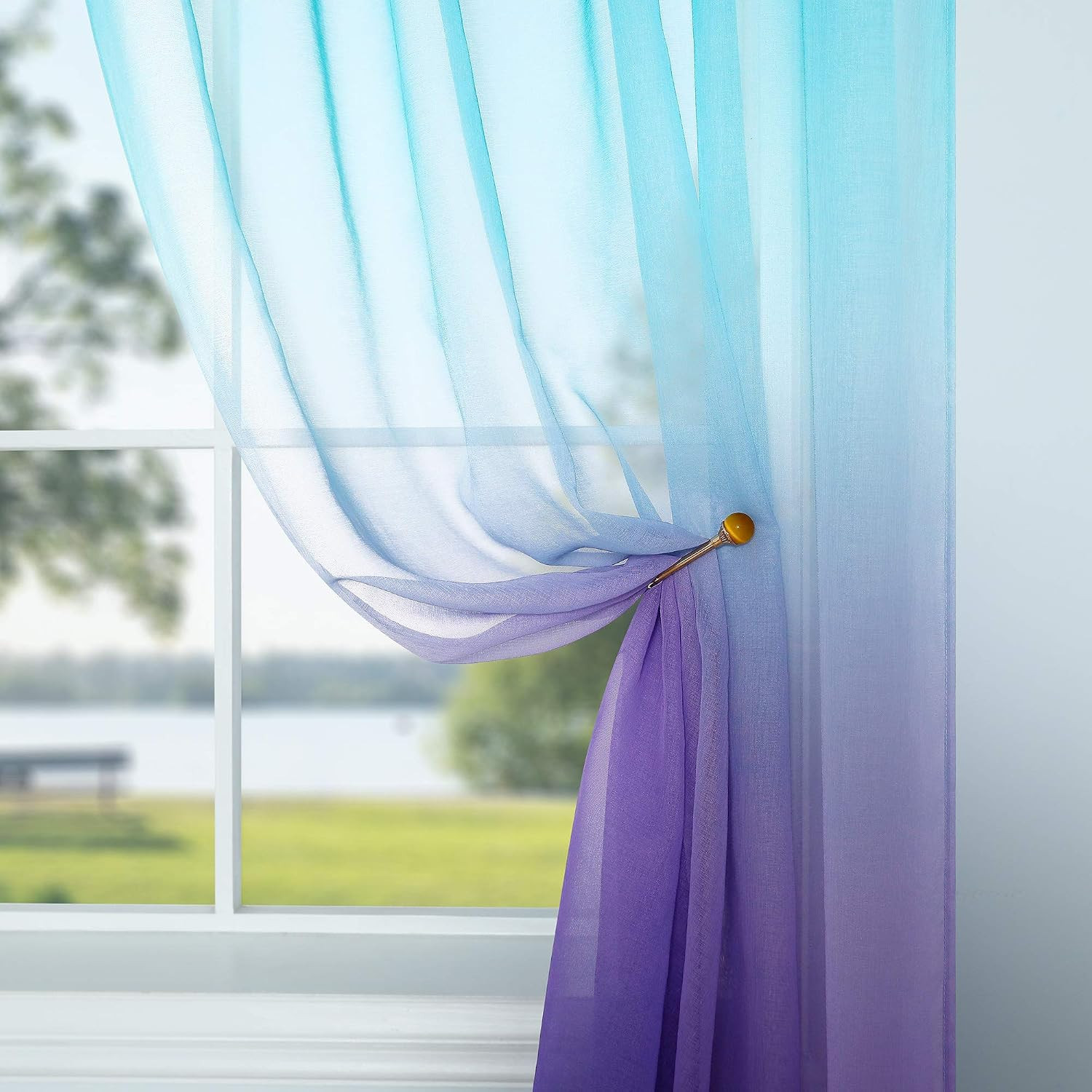 Mermaid Girls Curtains for Bedroom Decor Single Curtain Panel Pocket Window Shee
