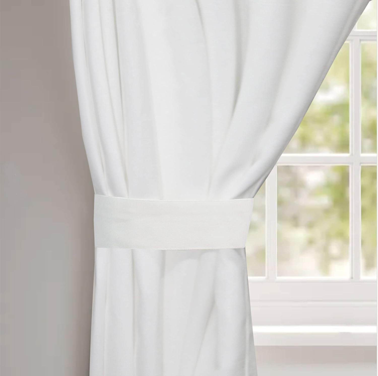White Curtain Window Panel Drapes – Set of 2 – Thick Cotton Duck F